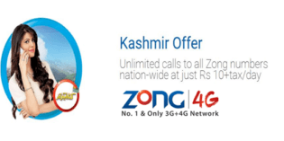 Zong Kashmir Offer presents unlimited free calls for worldwide